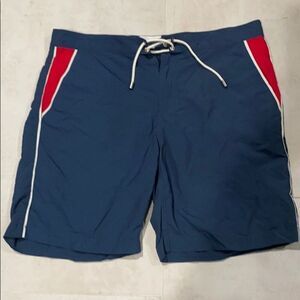 Solid and Striped Men’s Blue Red Swim Trunks Board Short Sz L